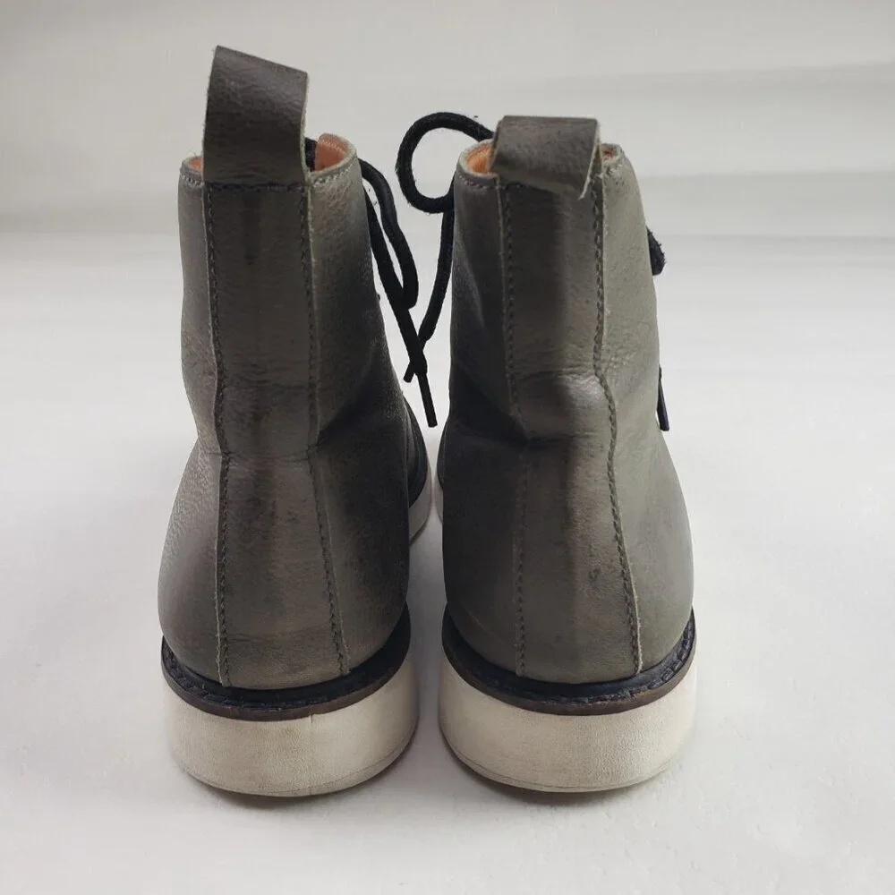 Oliver Clark Leather Ankle Boot Womens 8 Gray Lace Up Handmade Classic